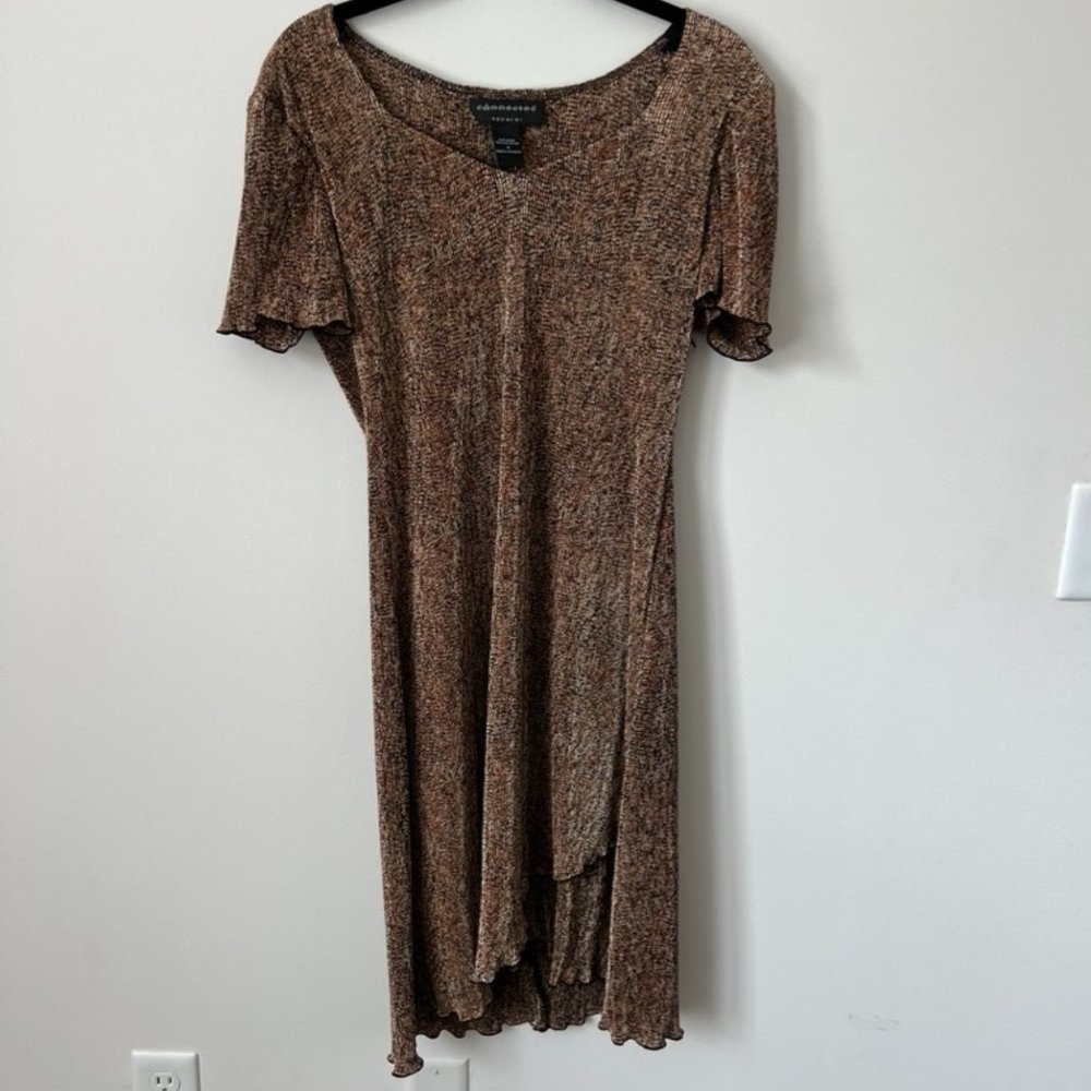 Connected Apparel Vintage Midi Dress Beige Splatter Woman’s 10